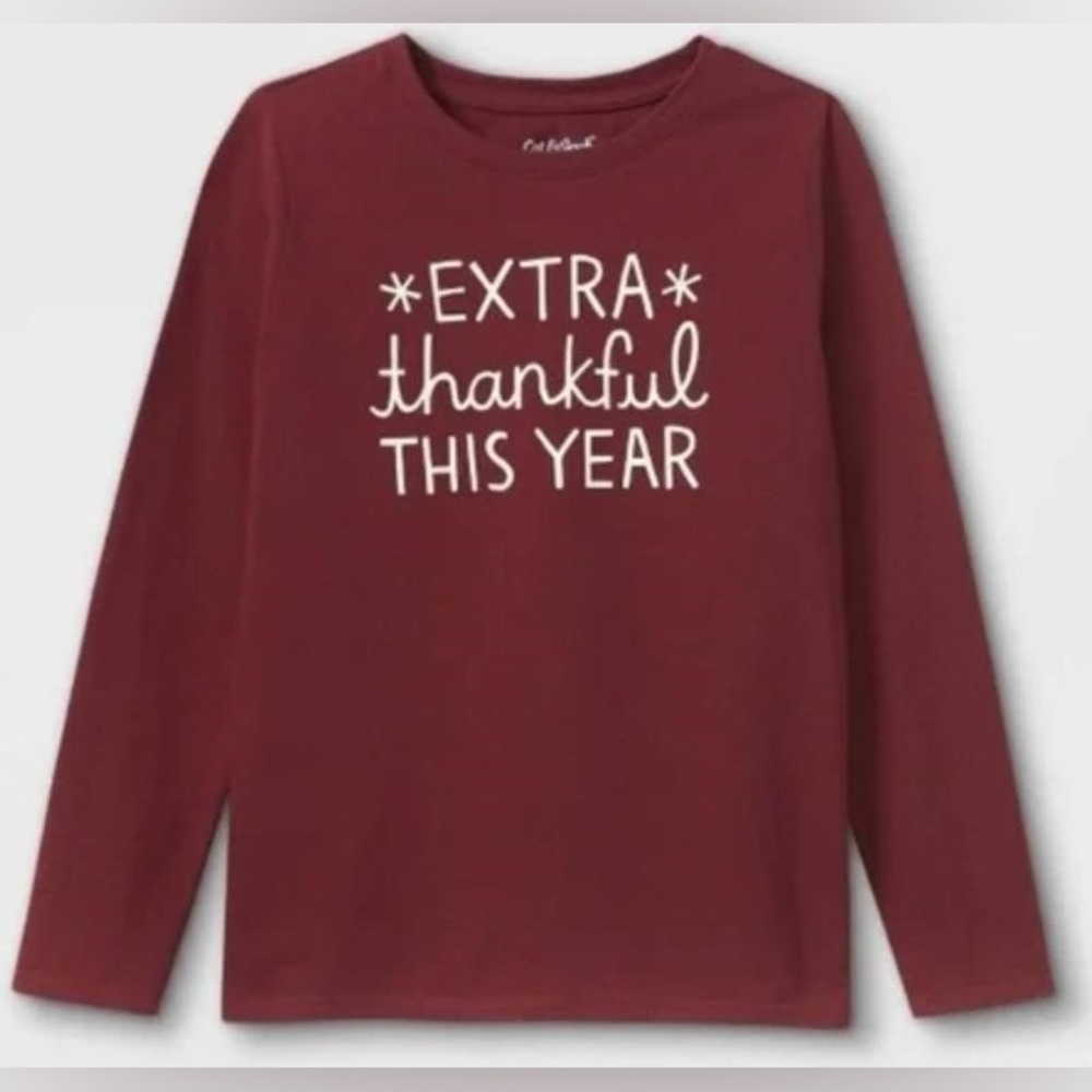 NWT Girls Extra Thankful This Year Graphic Long Sleeve T-Shirt